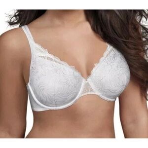 Playtex Gorgeous Lace Embroidered Underwire Support Bra White Style 7576 Sz 44DD